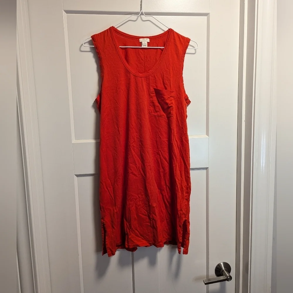 J. Crew Deep Orange Jersey Tank Dress sz M Petite